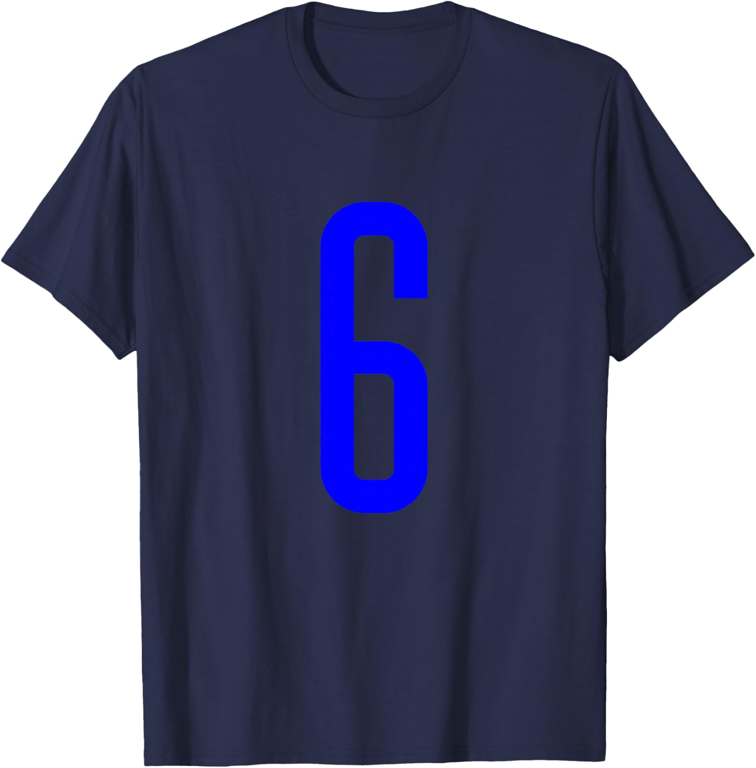 Blue Sport Team Number #6 T-Shirt - T-Shirt | Navy