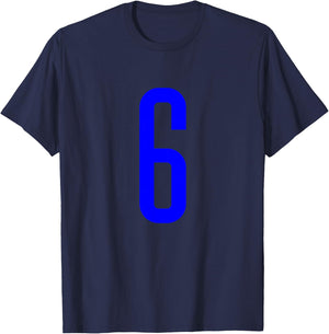 Blue Sport Team Number #6 T-Shirt - T-Shirt | Navy