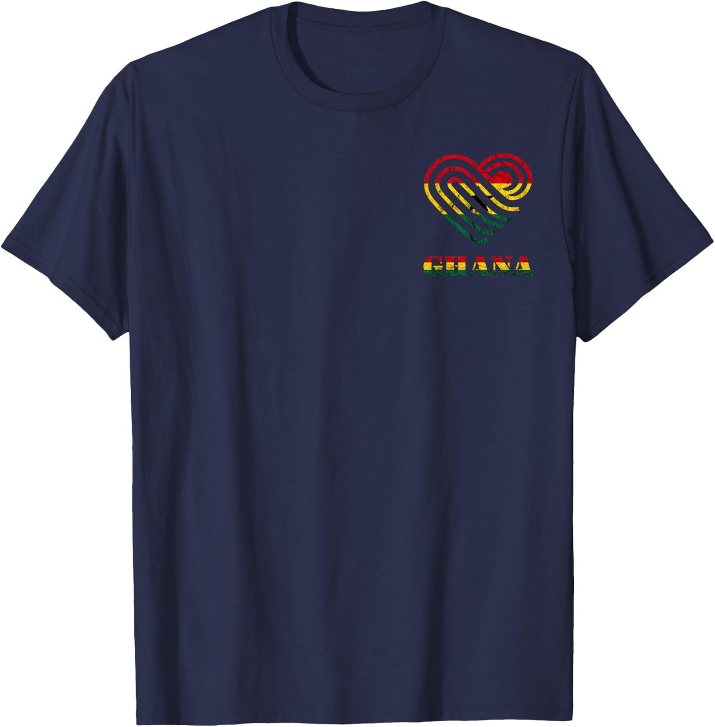 Ghana Vintage Ghana Flag Heart Ghanese Roots Ghanese Pride T-Shirt - T-Shirt | Navy