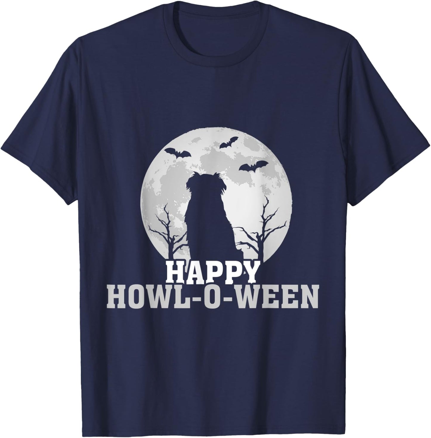 Happy Halloween Howl-o-ween Aussie Australian Shepherd T-Shirt - T-Shirt | Navy
