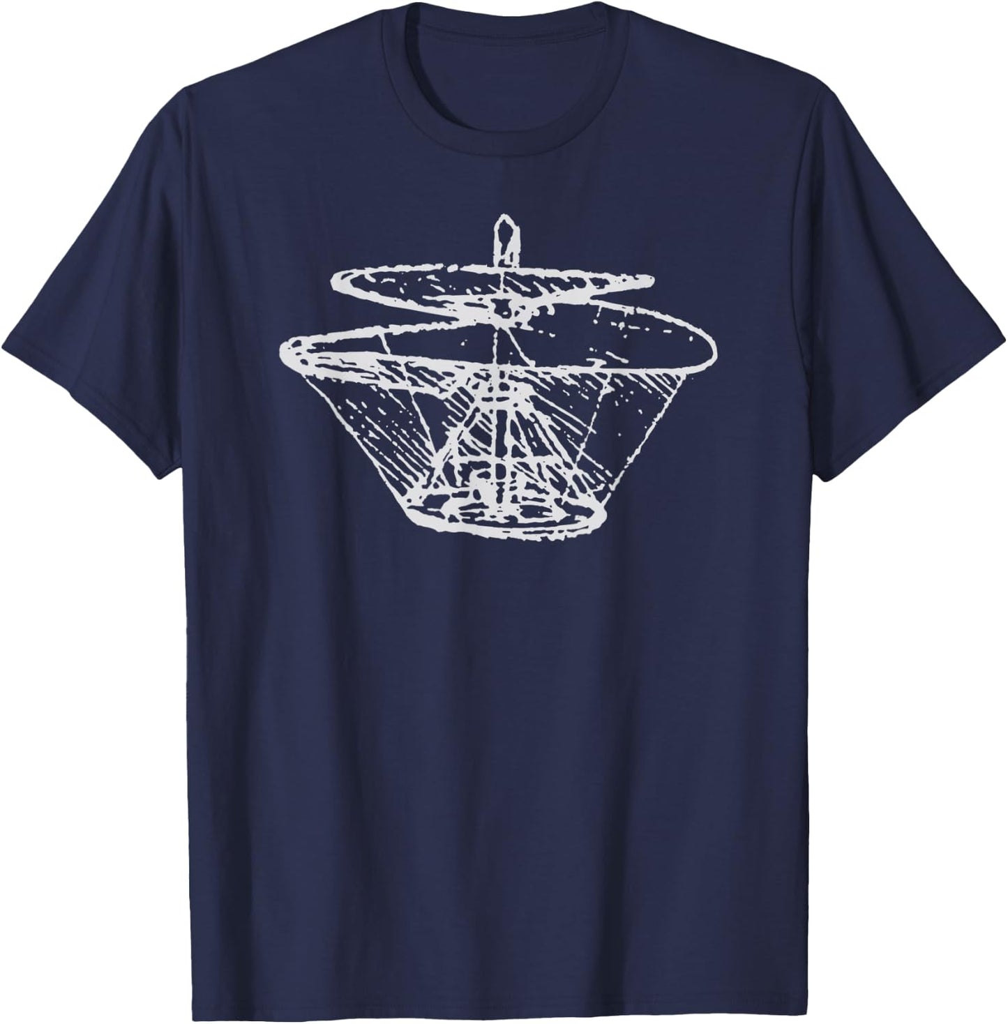 Flying Machine Leonardo da Vinci - Aerial Screw Helicopter T-Shirt - T-Shirt | Navy