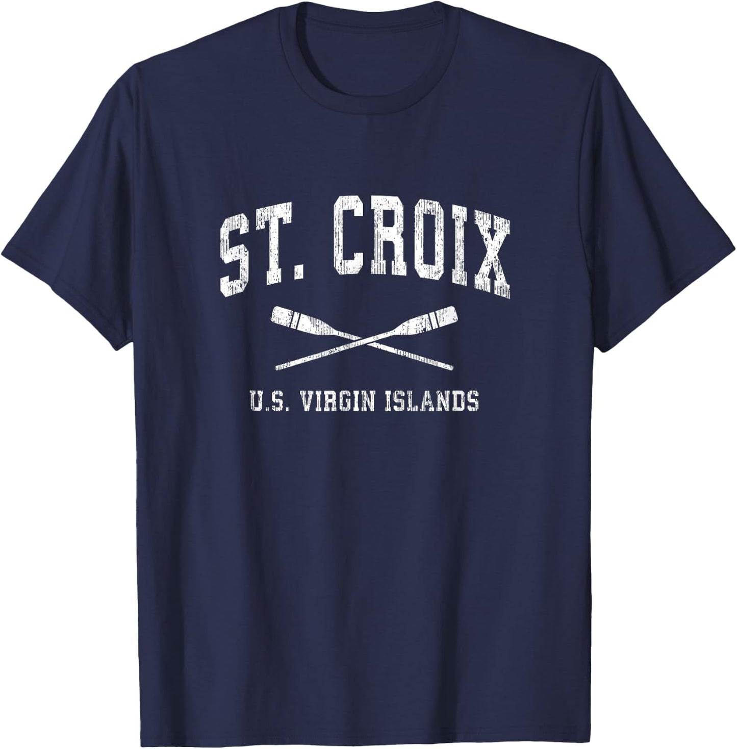 St. Croix USVI Vintage Nautical Paddles Sports Oars T-Shirt - T-Shirt | Navy
