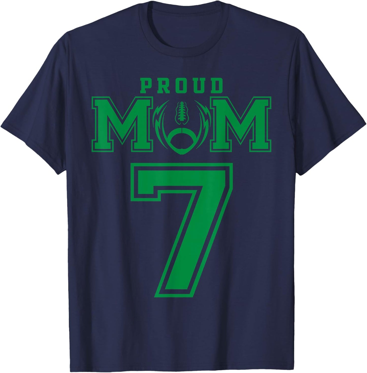 Custom Proud Football Mom Number 7 G Personalized T-Shirt - T-Shirt | Navy
