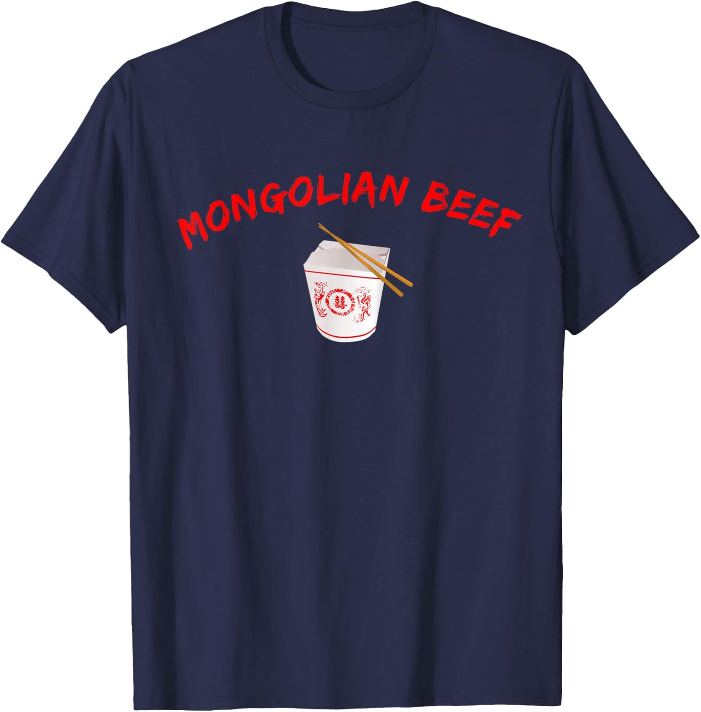 Graphic Chinese Food Apparel-Mongolian Beef T-Shirt - T-Shirt | Navy