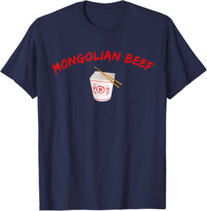 Graphic Chinese Food Apparel-Mongolian Beef T-Shirt - T-Shirt | Navy