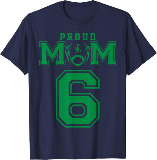 Custom Proud Football Mom Number 6 G Personalized T-Shirt - T-Shirt | Navy