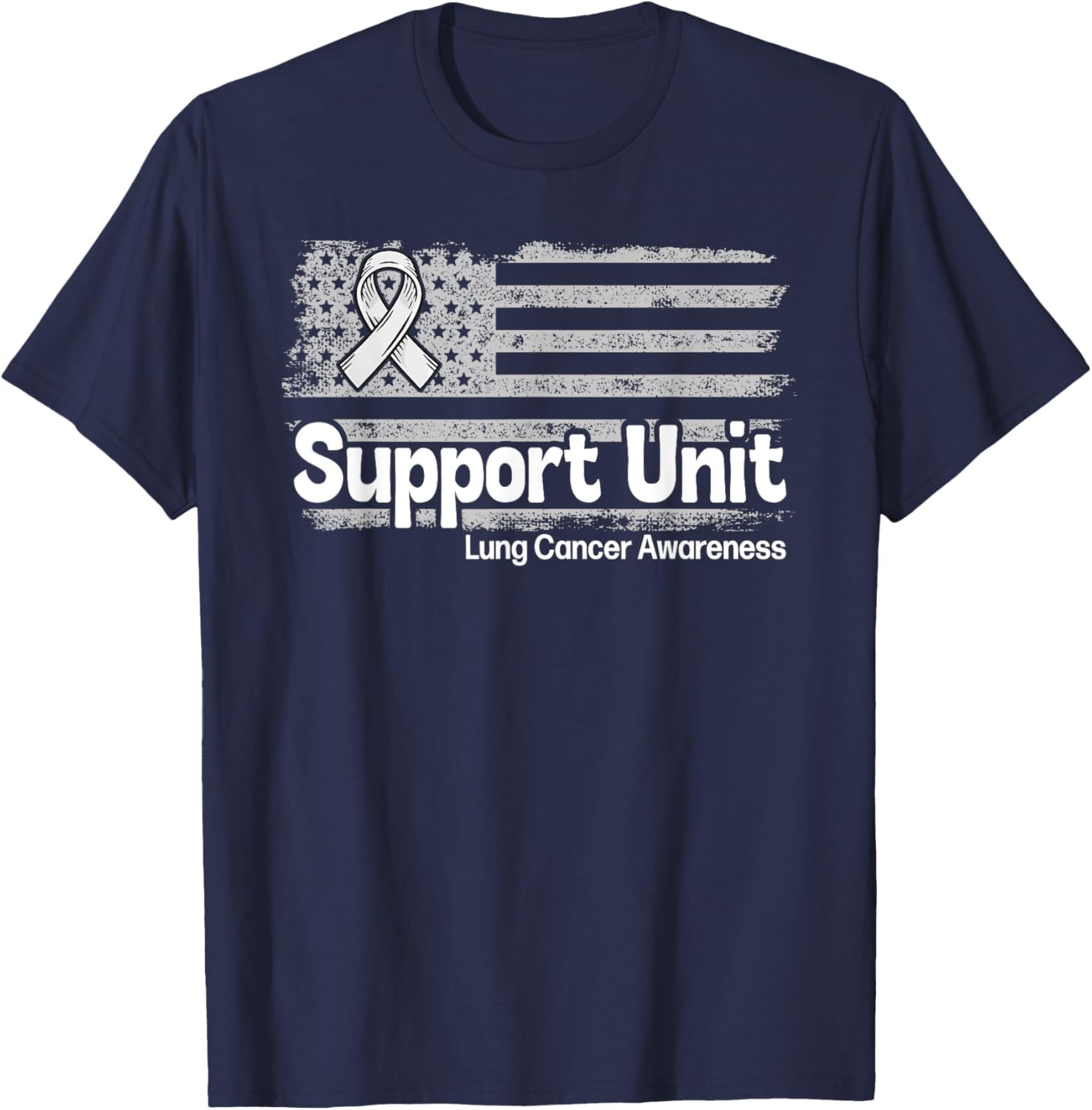 Lung Cancer Support Unit American Flag Lung Cancer Awareness Kids Men T-Shirt - T-Shirt | Navy