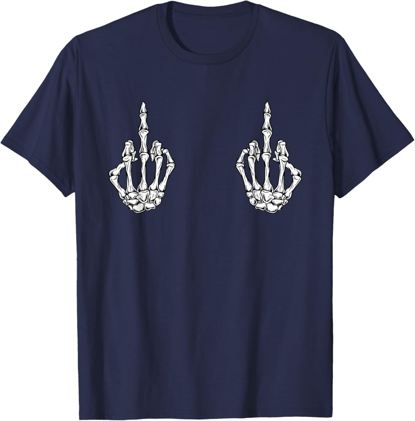 Skeleton Funny Middle Finger Costume Halloween Lover Family T-Shirt - T-Shirt | Navy
