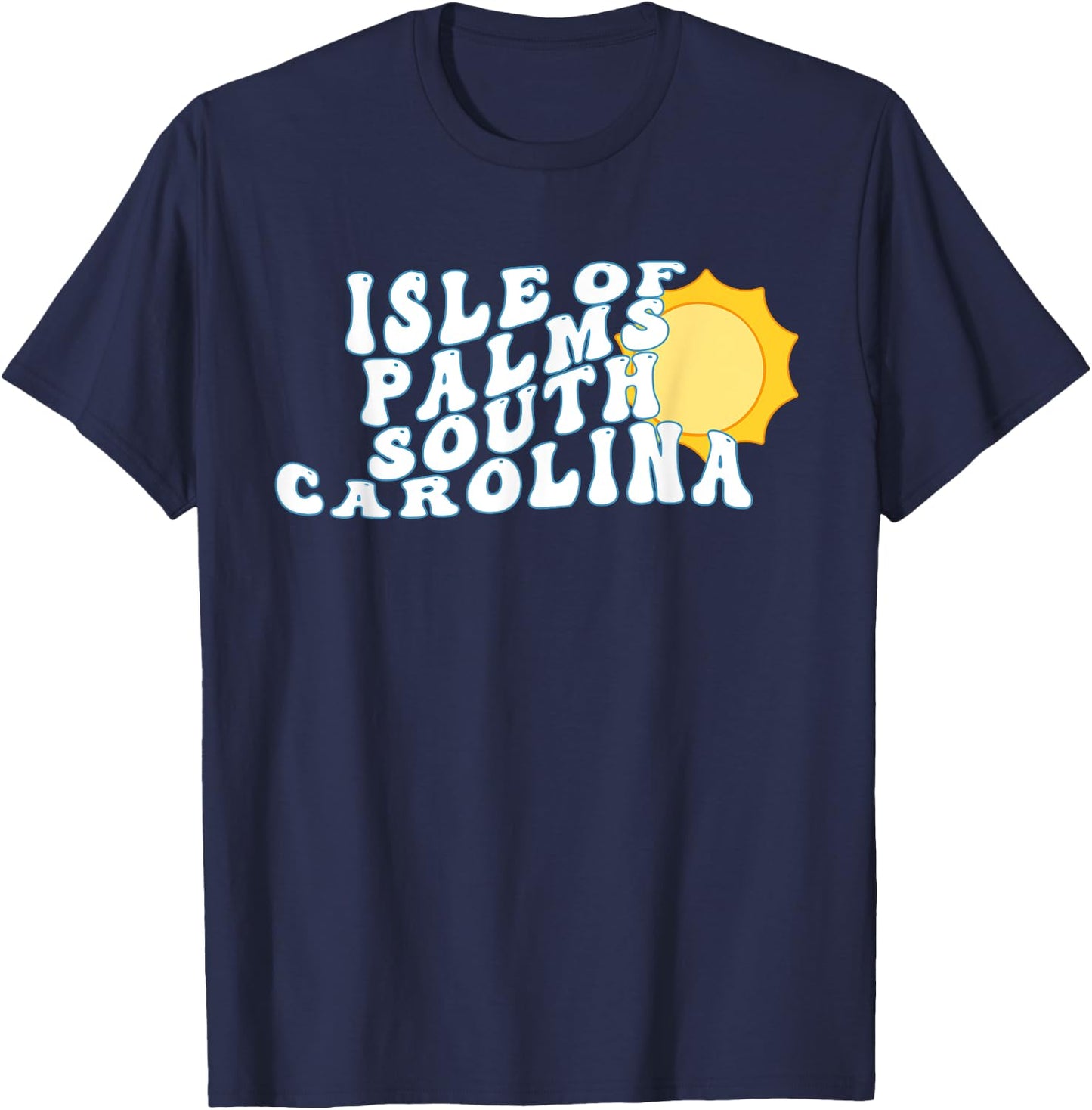 Isle of Palms South Carolina SC Retro Wavy Vacation Souvenir T-Shirt - T-Shirt | Navy