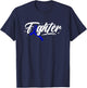 Colon Cancer Fighter Blue Ribbon Awareness Month Support T-Shirt - T-Shirt | Navy