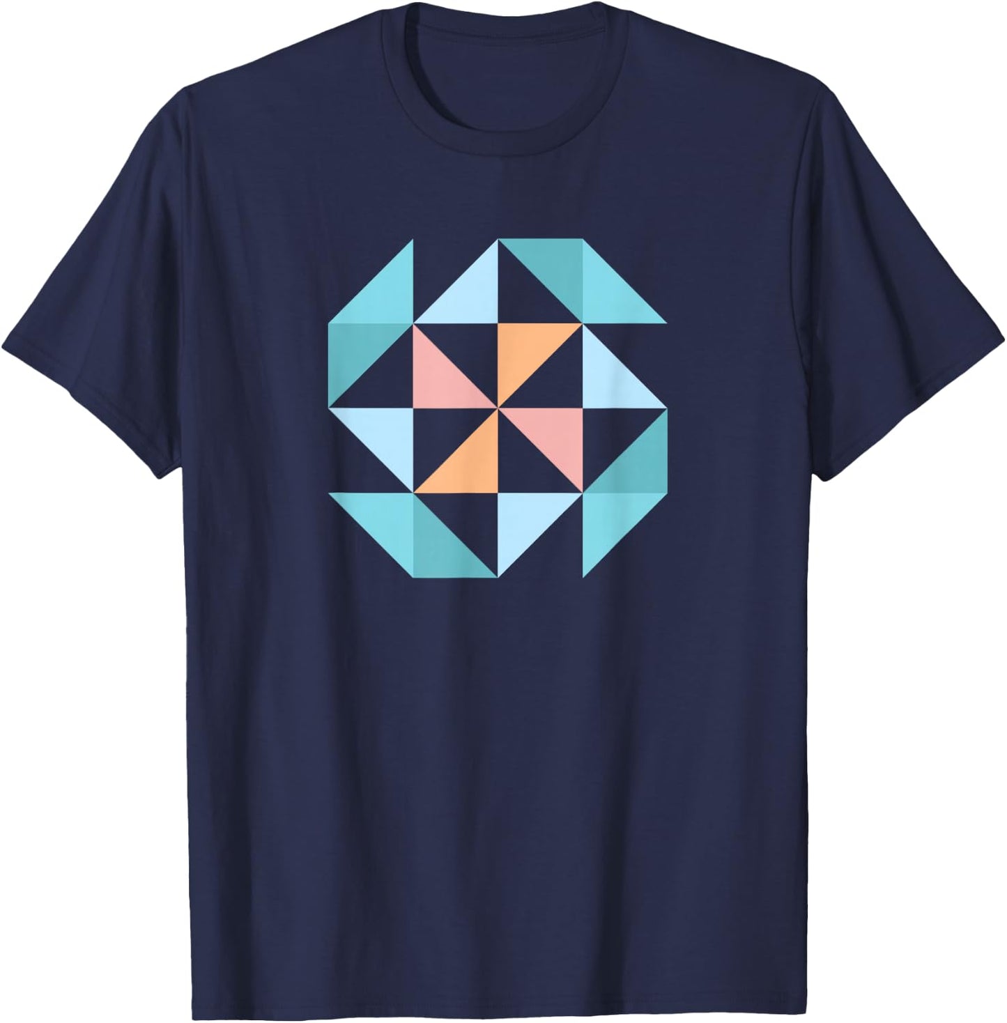 Barn Quilt Block Women's Quilting Half Square Triangle T-Shirt - T-Shirt | Navy