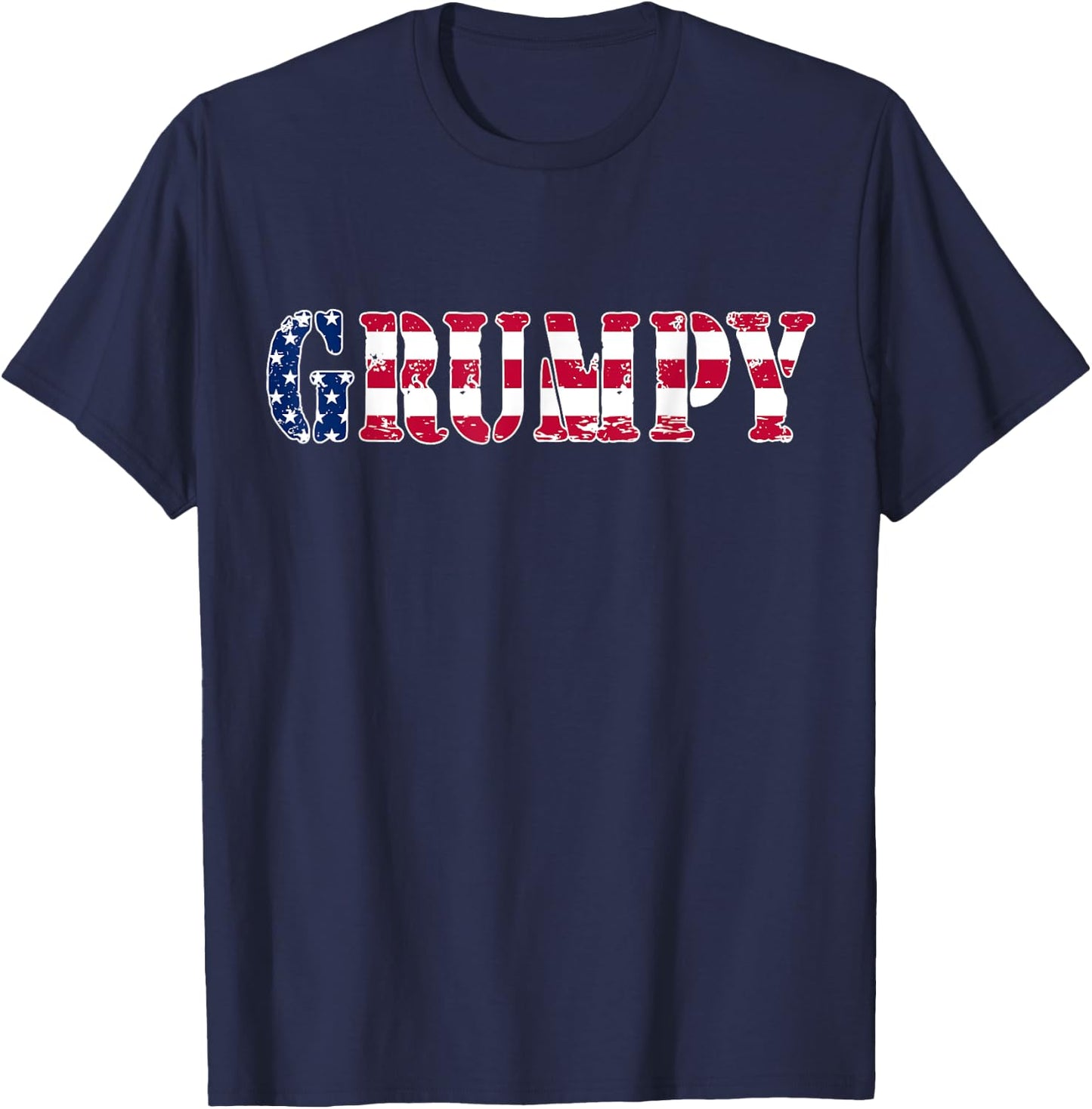 Vintage Grumpy American Flag Patriotic 4th of July T-Shirt - T-Shirt | Navy