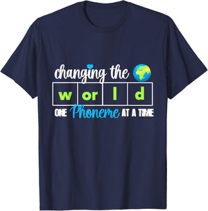 Changing The World One Phoneme At A Time Dyslexia Teacher T-Shirt - T-Shirt | Navy