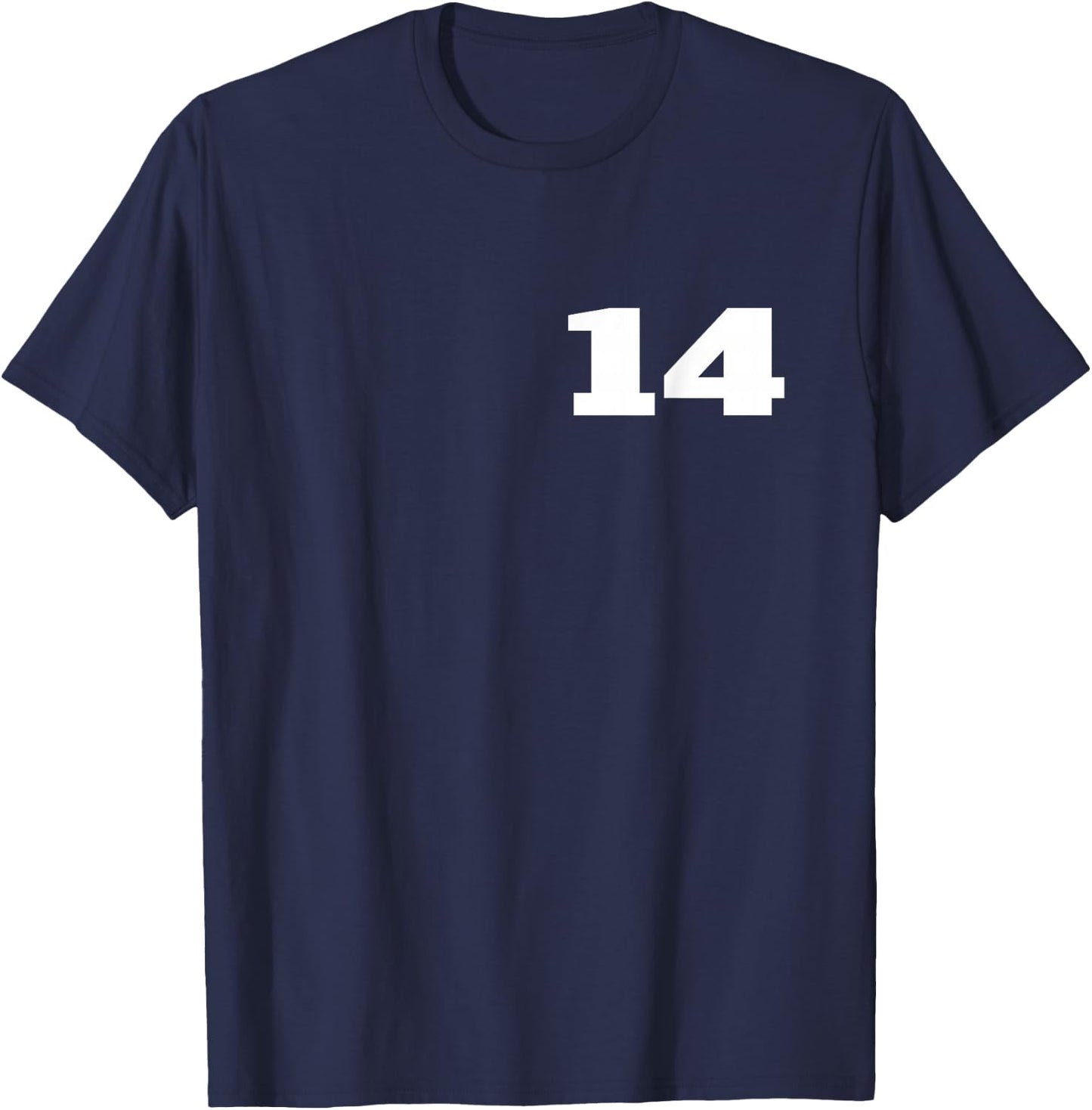 Number 14 Fourteen Sports Team FRONT PRINT Matching Birthday T-Shirt - T-Shirt | Navy