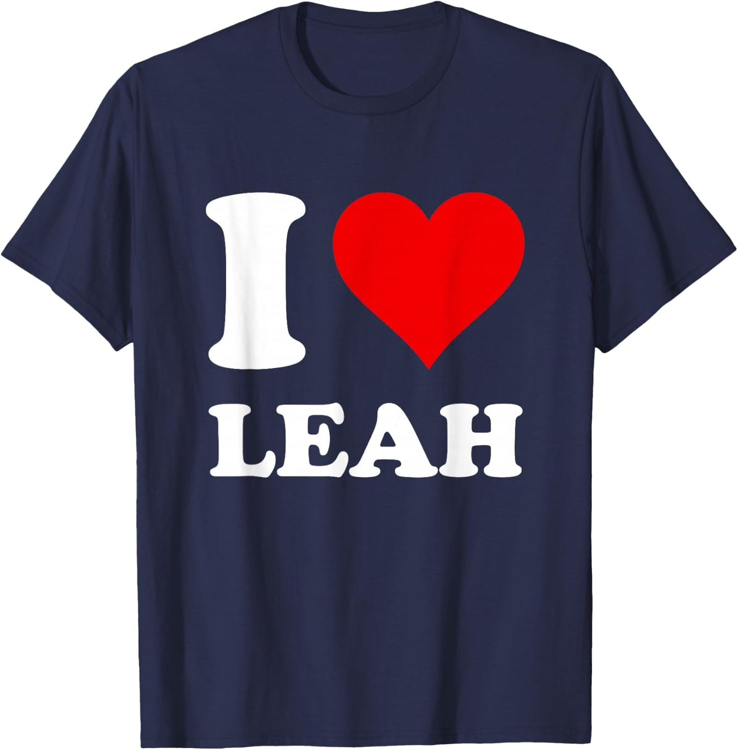 Red Heart I Love Leah T-Shirt - T-Shirt | Navy