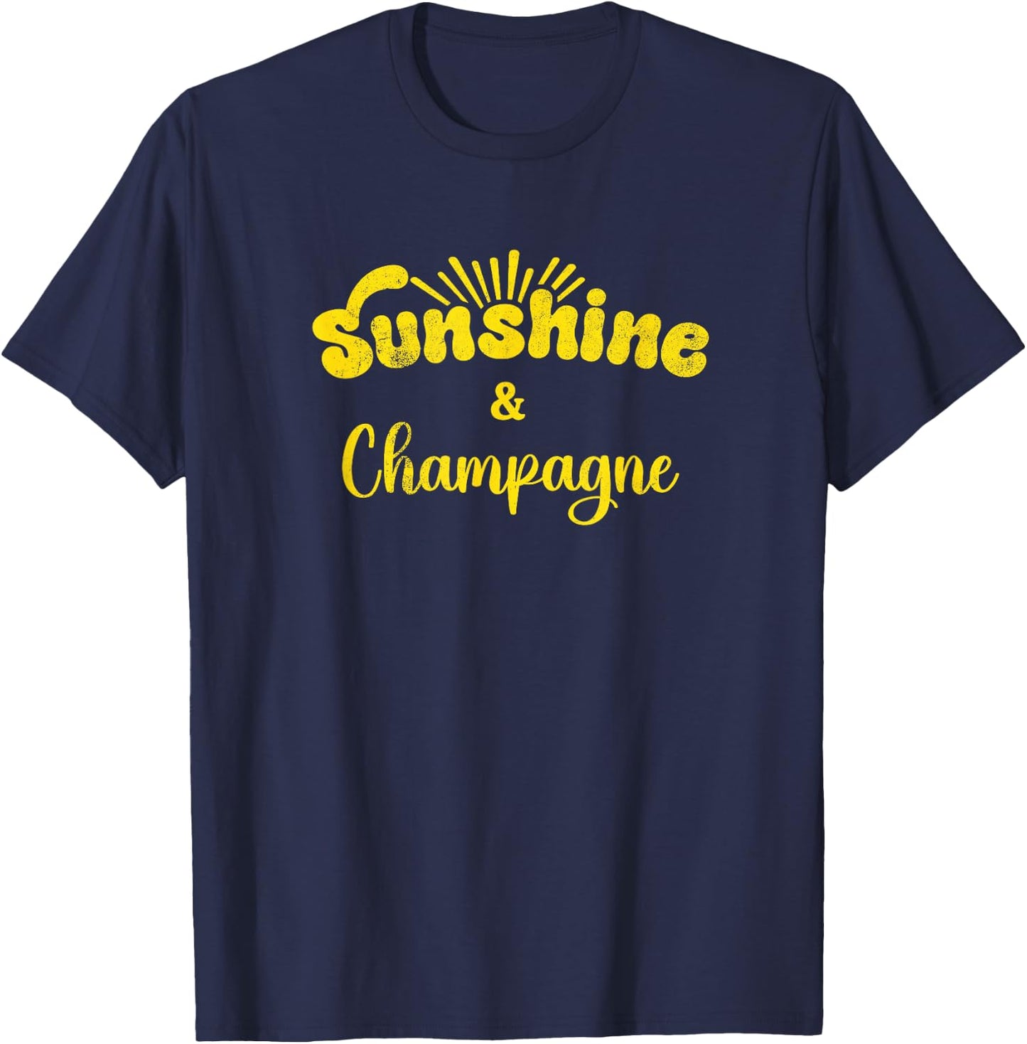 Sunshine and Champagne | Cute Summer Vintage Graphic T-Shirt - T-Shirt | Navy