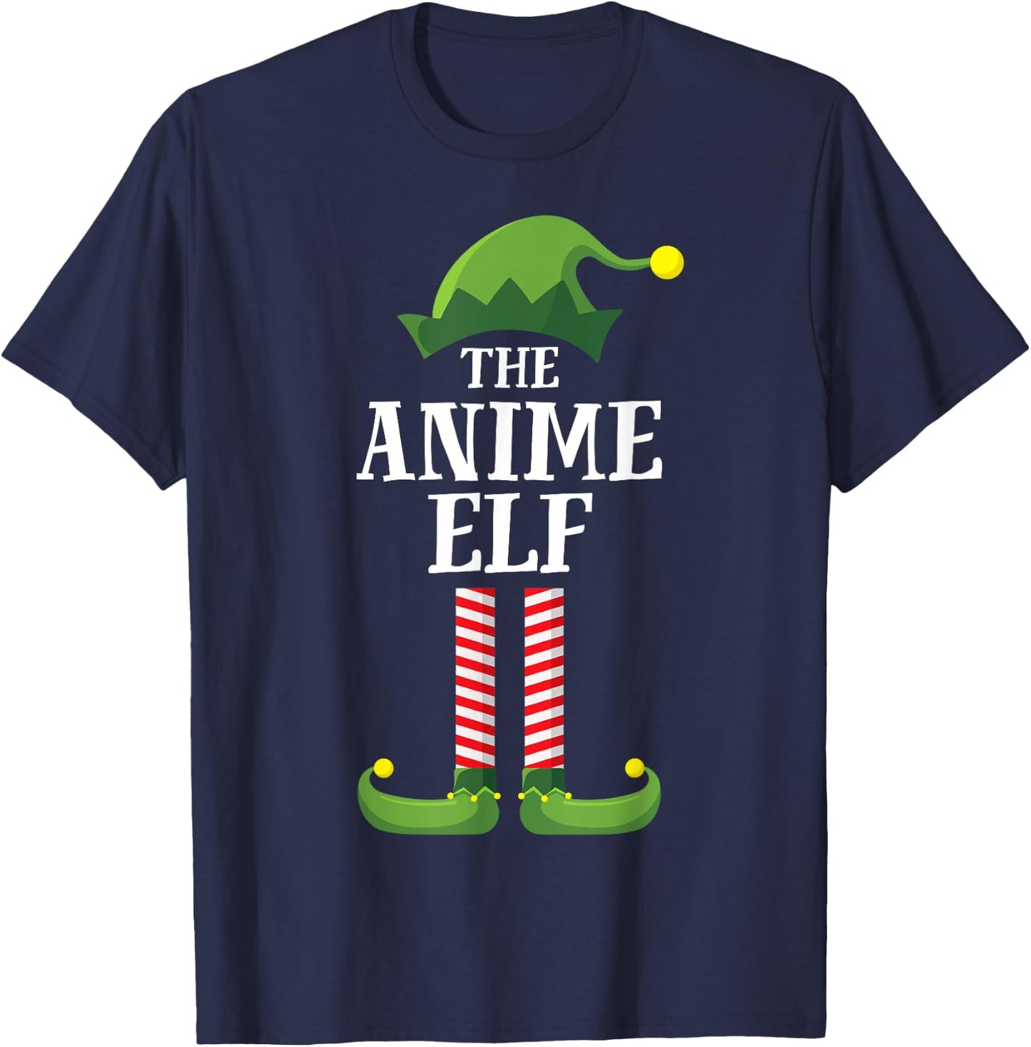 Anime Elf Matching Family Group Christmas Party Funny Elf T-Shirt - T-Shirt | Navy