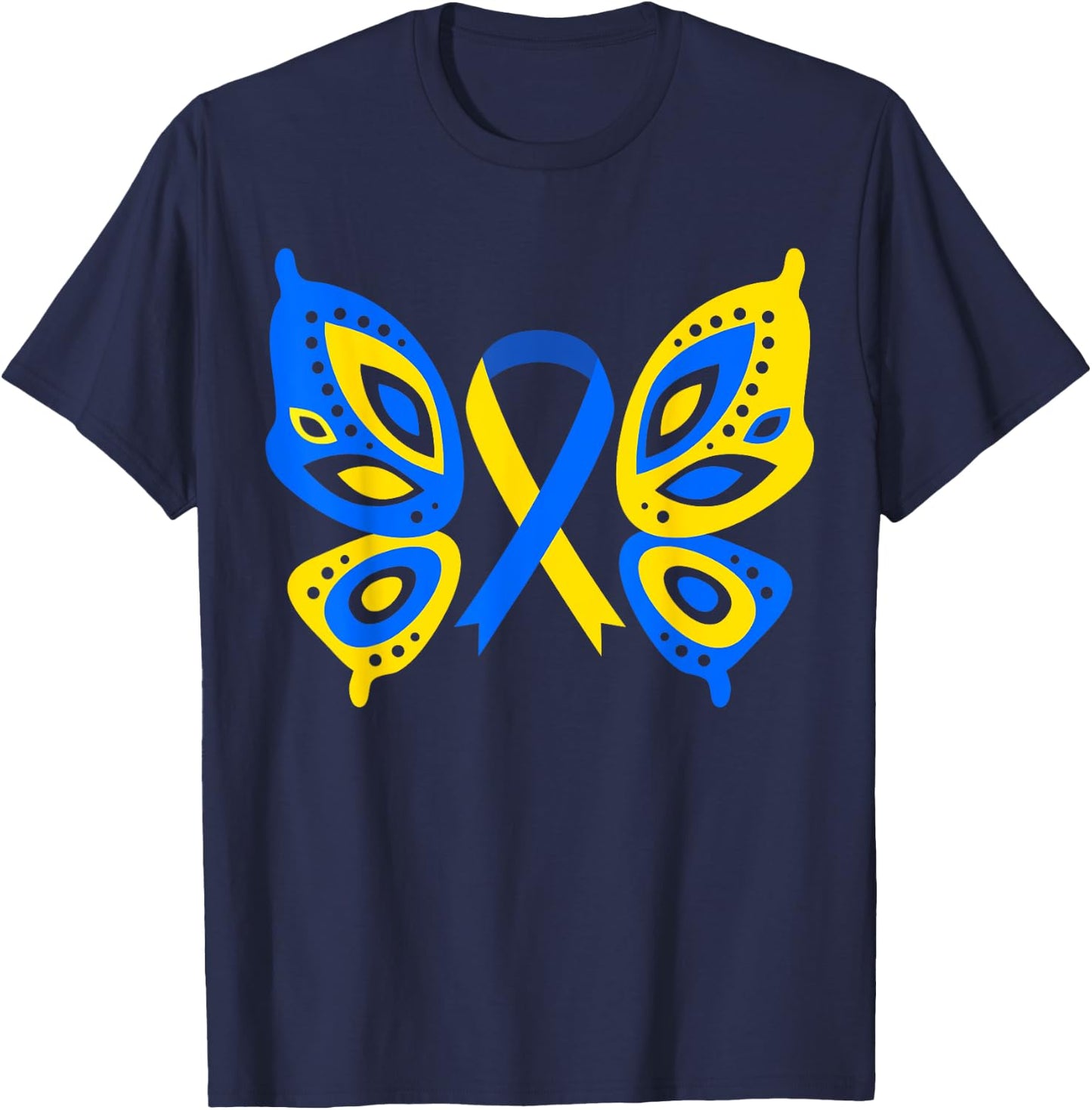 World Down Syndrome Day Butterfly T-Shirt - T-Shirt | Navy