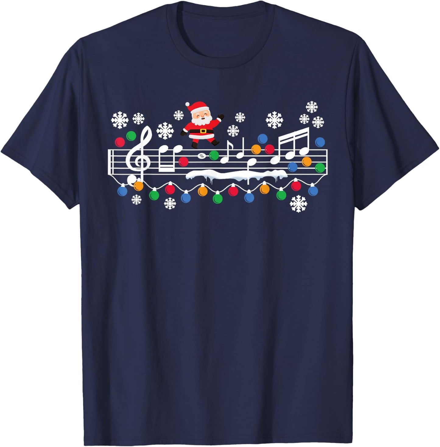 Music Teacher Christmas Santa Music Teaching Xmas Party T-Shirt - T-Shirt | Navy