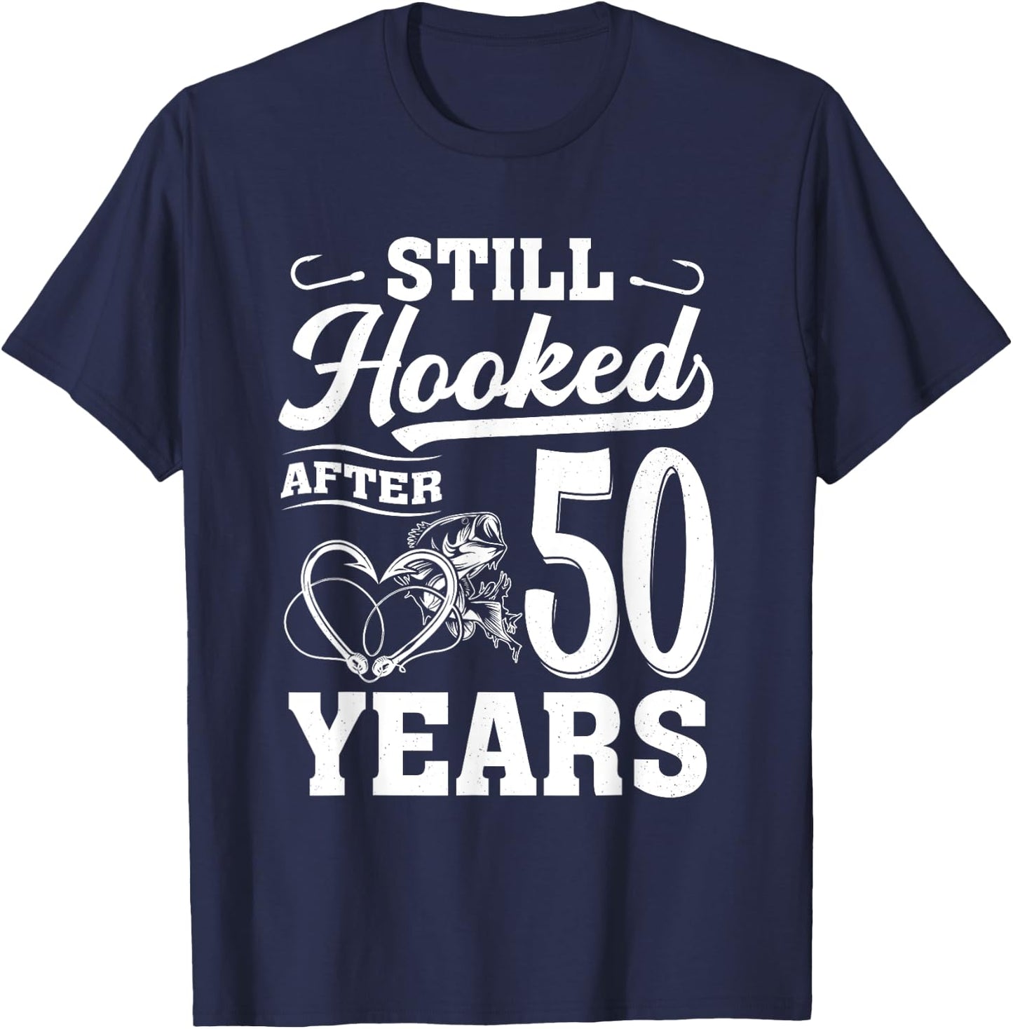 Fishing Couple 50 Years Anniversary 50th Wedding Celebration T-Shirt - T-Shirt | Navy