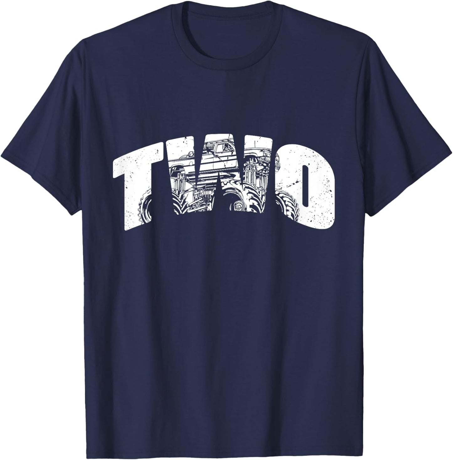 Kids 2 Year Old Shirt 2nd Birthday Monster Truck Boys Girls Kid T-Shirt - T-Shirt | Navy