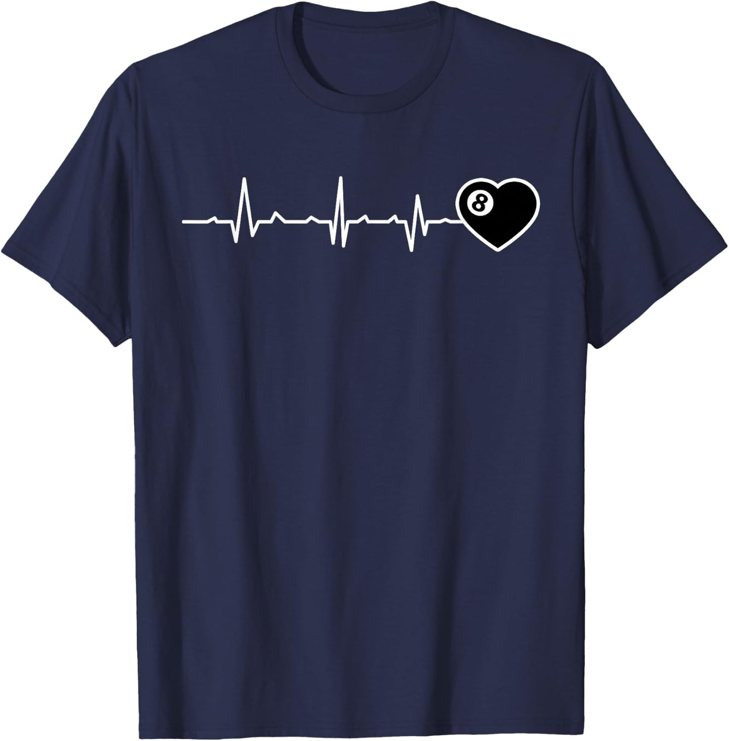 Pool Players Heartbeat Billiards 8 Ball T-Shirt - T-Shirt | Navy