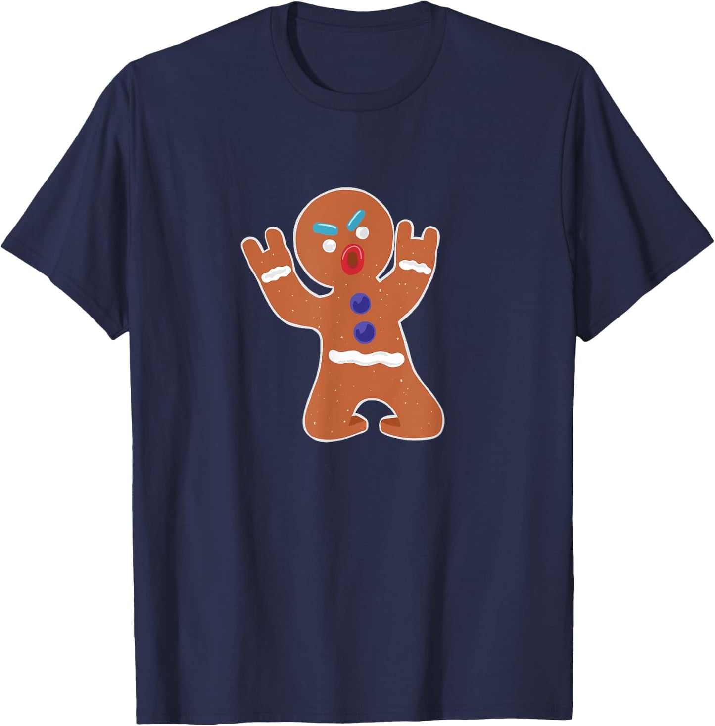 Gingerbread Man funny Metal Christmas T-Shirt - T-Shirt | Navy