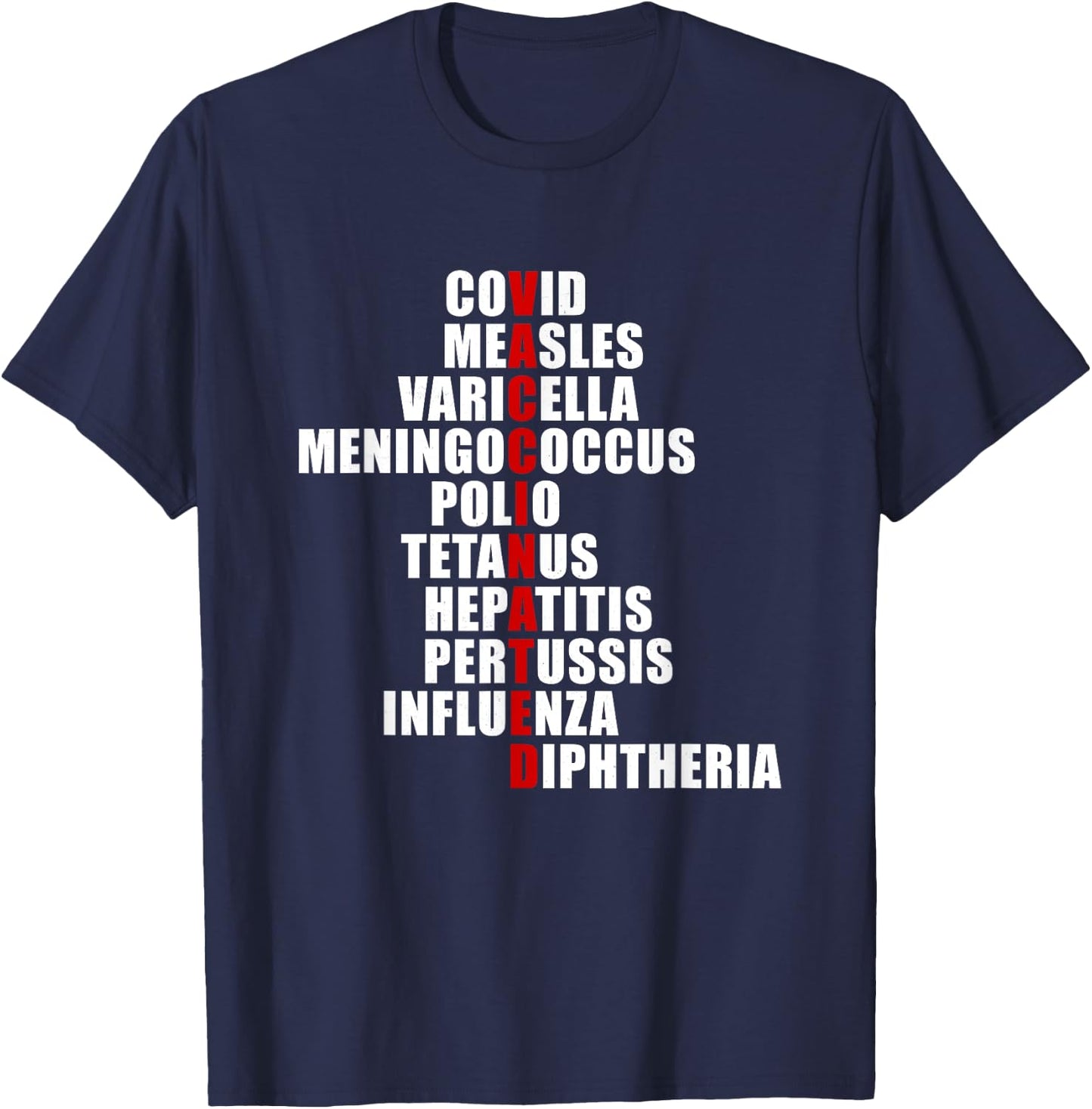 Covid Measles Varicella Vaccinated Cute Saying Idea T-Shirt - T-Shirt | Navy