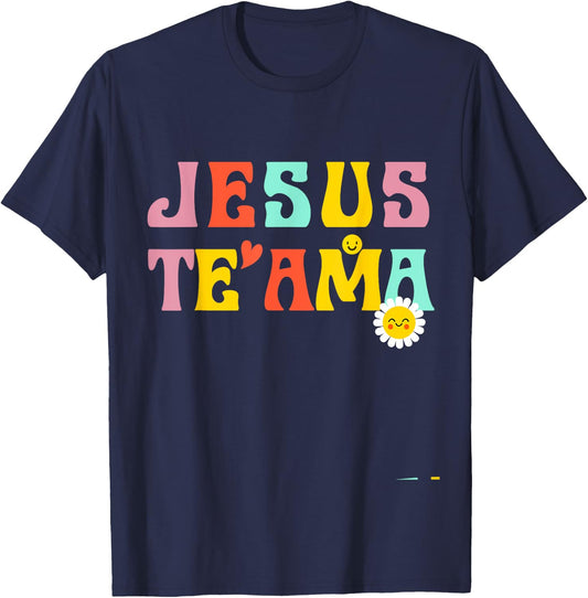 Camiseta Cristiana Para Mujer Espanol Spanish Jesus Te Ama T-Shirt - T-Shirt | Navy