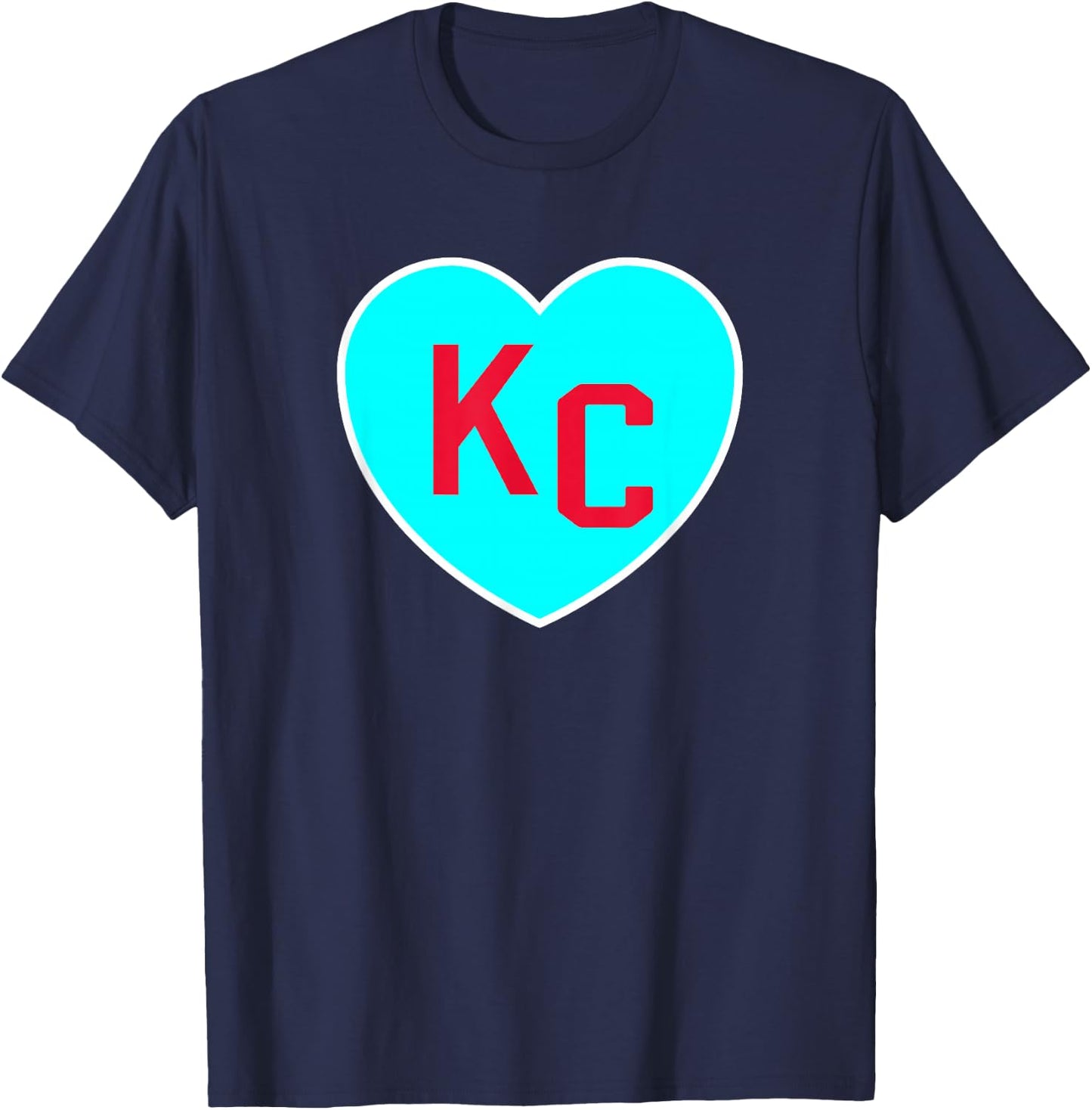 Cool KC Teal Heart Kansas City Teal Blue/Red KC Kansas City T-Shirt - T-Shirt | Navy