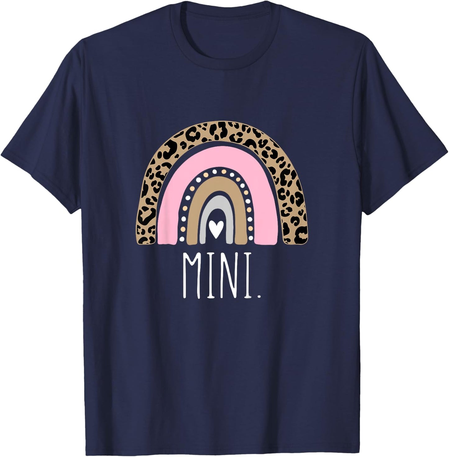 MINI Rainbow Leopard New Mom Blessed Mama & Mini Matching T-Shirt - T-Shirt | Navy