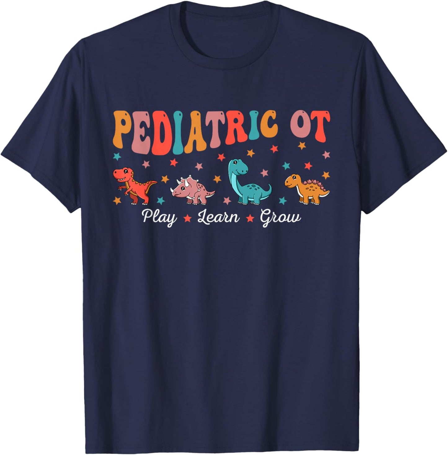 Retro Pediatric Occupational Therapy OT OTA Cute Dinosaur T-Shirt - T-Shirt | Navy