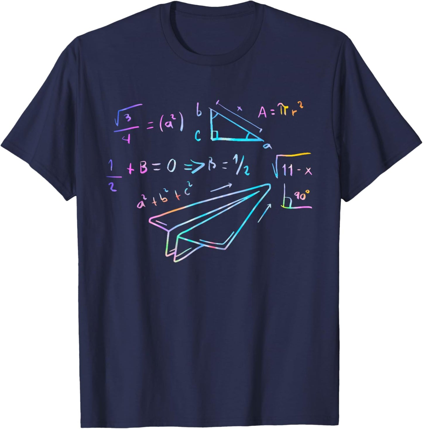 Paper Airplane Pilot Math Teacher Engineer Paper Plane T-Shirt - T-Shirt | Navy