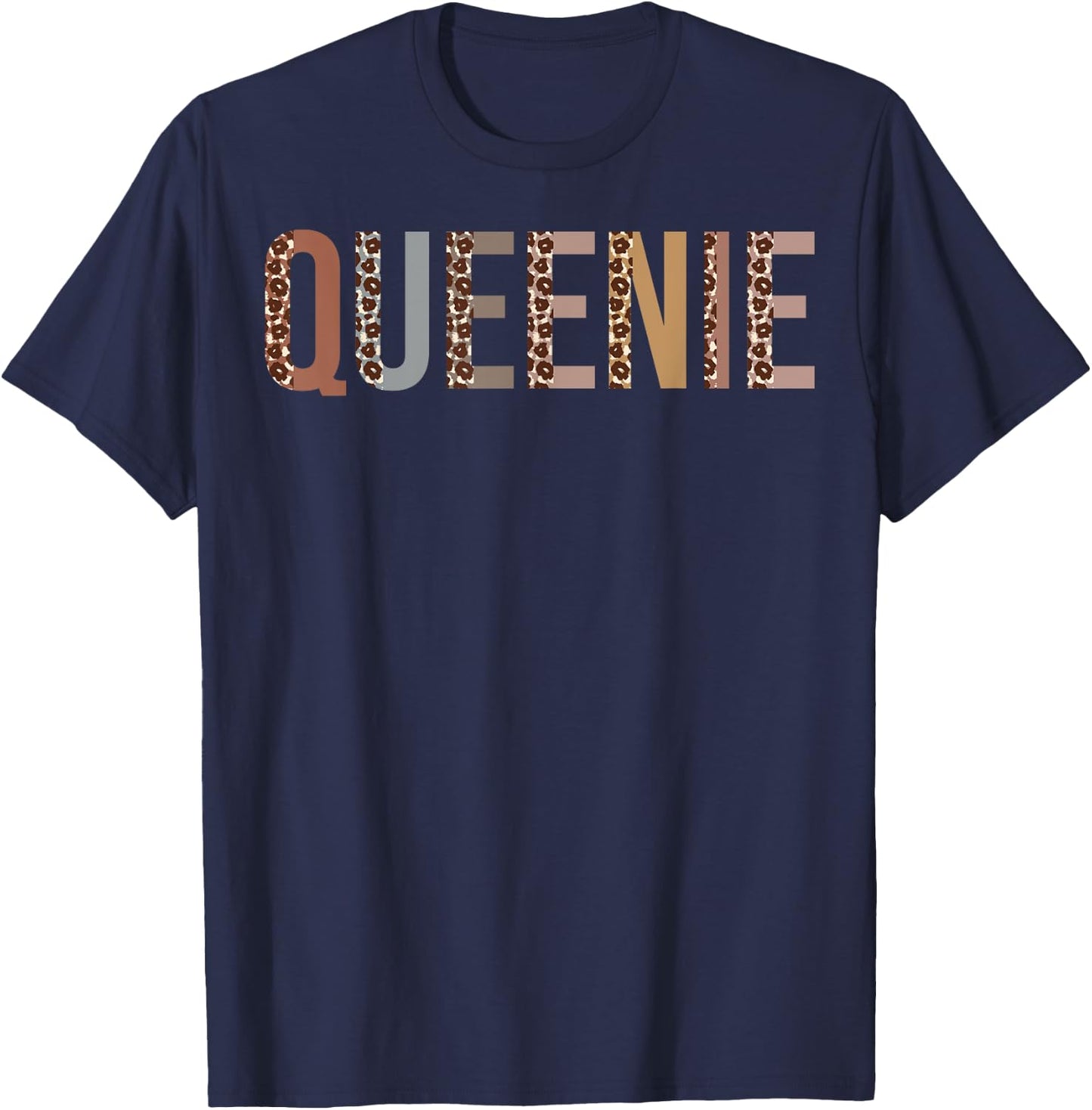 Queenie Leopard Print Mom Cute Mothers Day Funny Grandma T-Shirt - T-Shirt | Navy