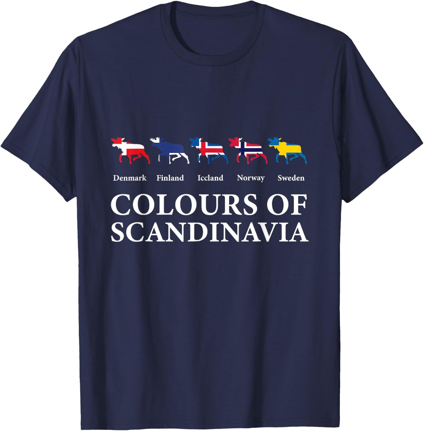 Colours of Scandinavia Scandinavian European Countries T-Shirt - T-Shirt | Navy