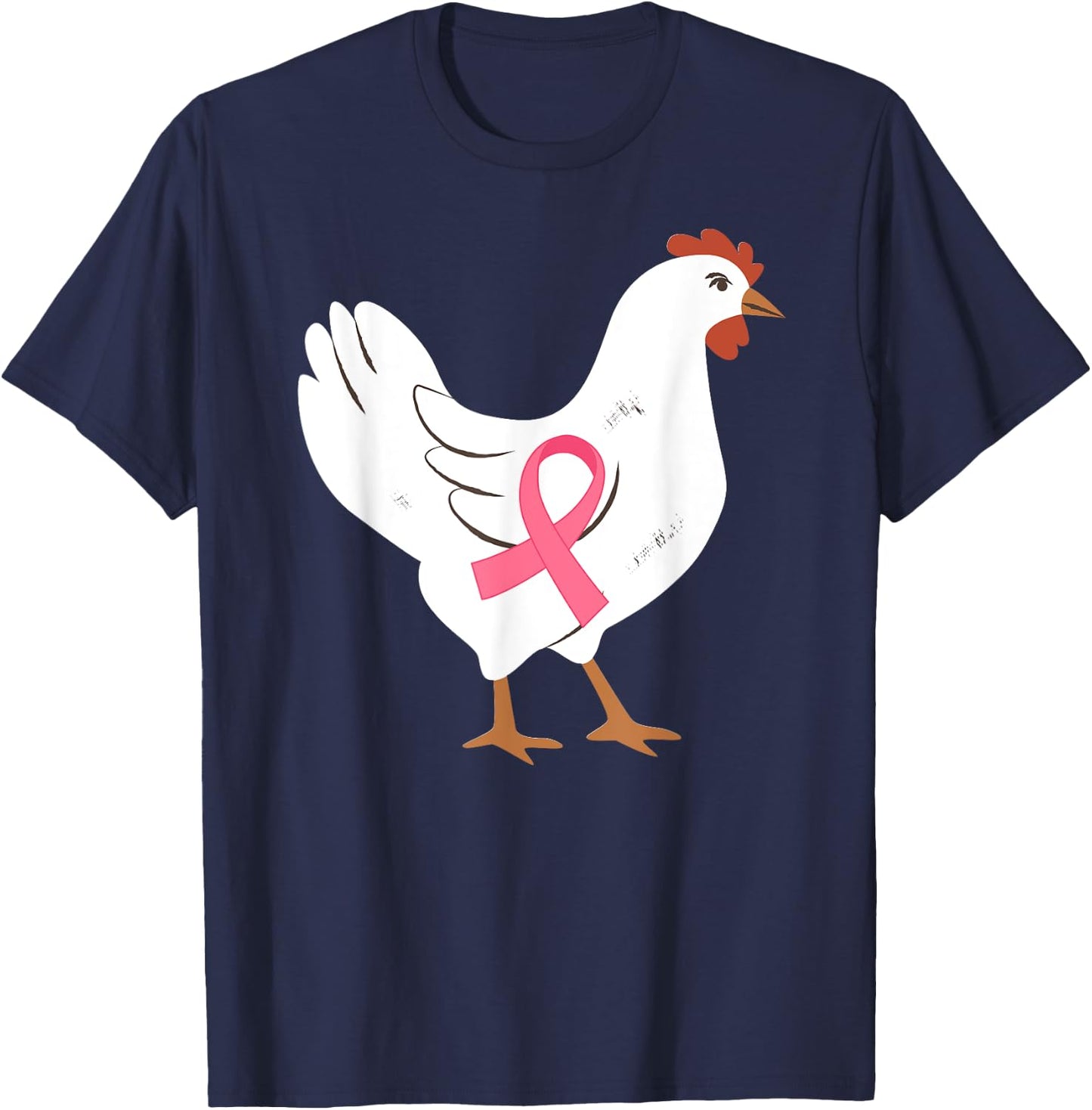 Chicken Breast Cancer Awareness Pink Ribbon Cancer Survivor T-Shirt - T-Shirt | Navy