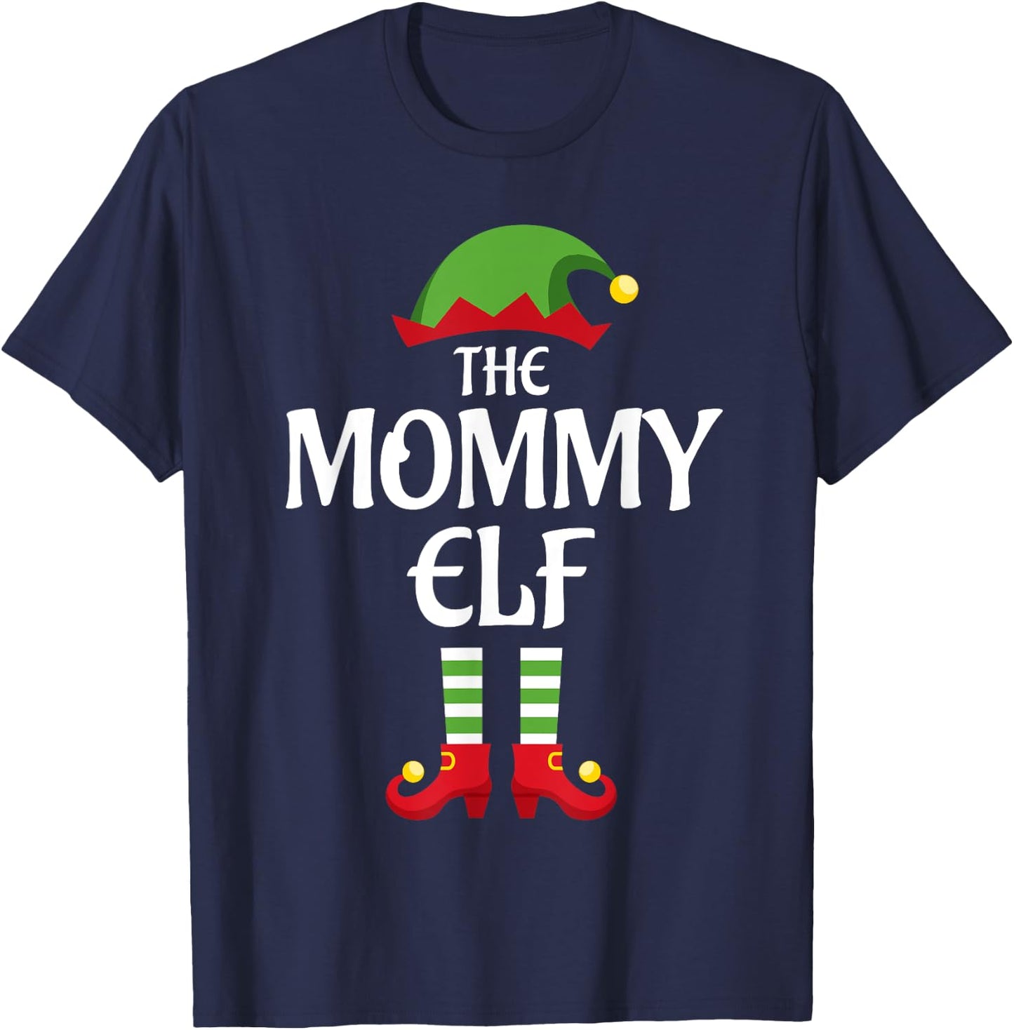 Mommy Elf Family Matching Group Christmas Mom T-Shirt - T-Shirt | Navy