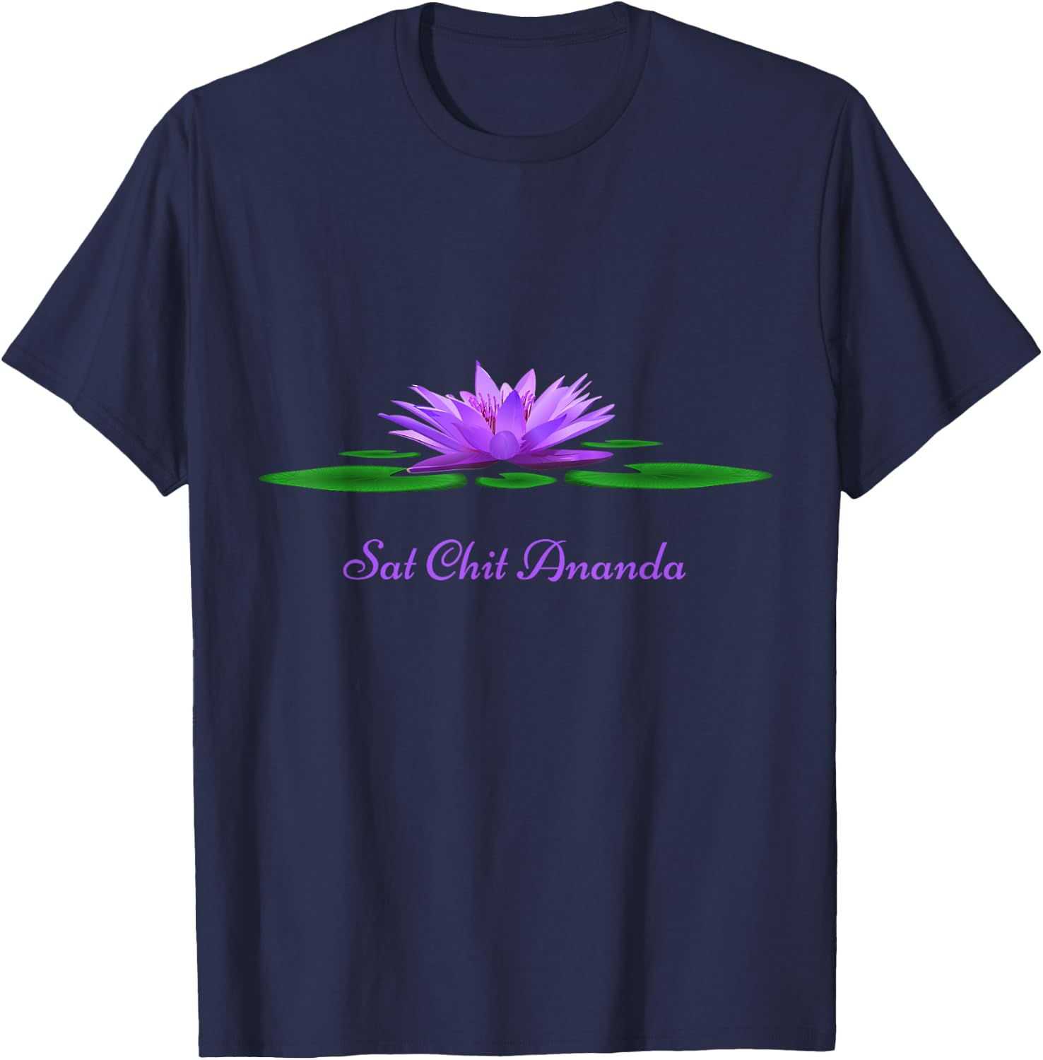 Sat Chit Ananda Mantra Purple Lotus Flower T-Shirt - T-Shirt | Navy