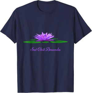 Sat Chit Ananda Mantra Purple Lotus Flower T-Shirt - T-Shirt | Navy