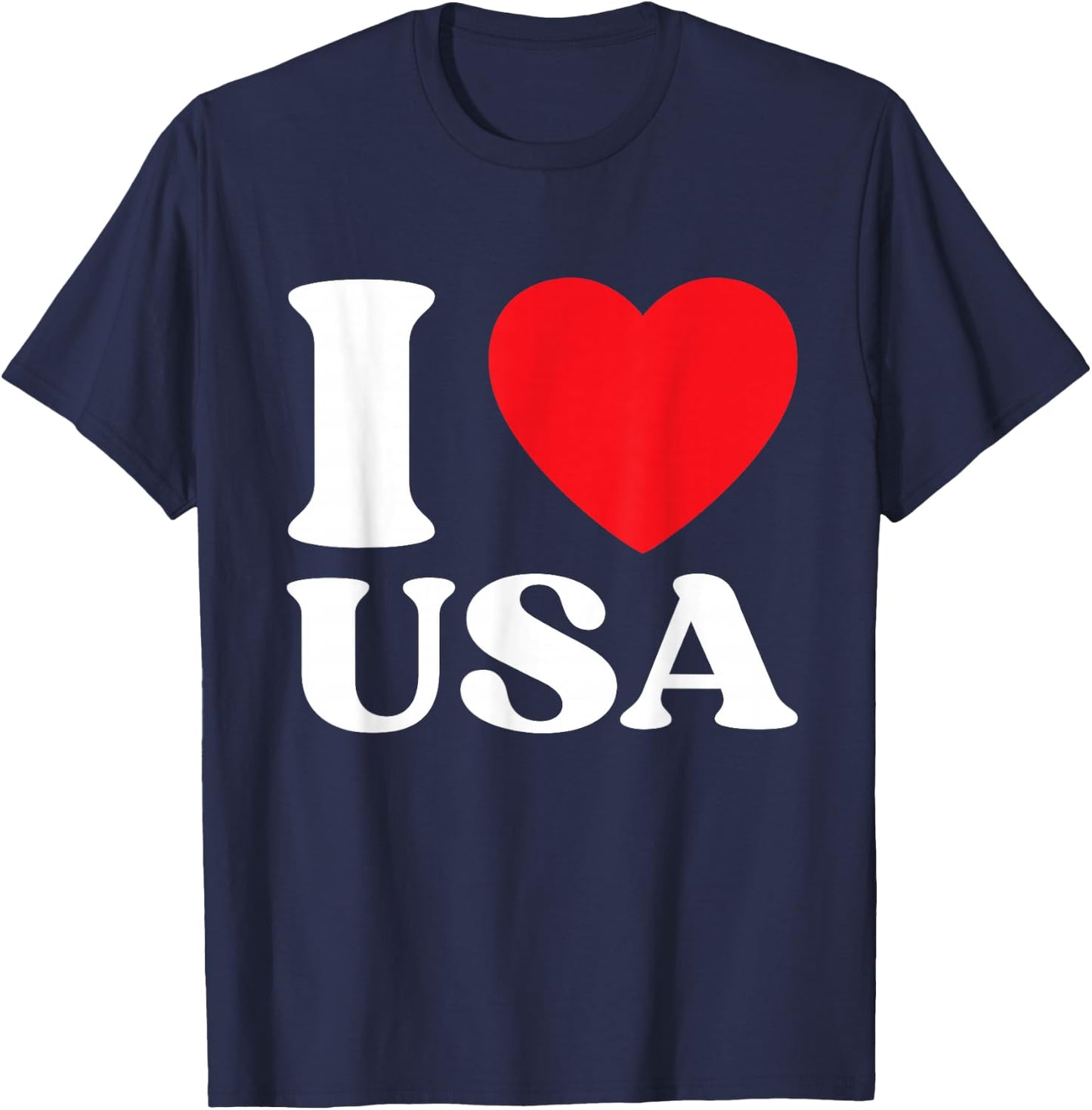 I Heart USA I Love USA Red Heart USA Lovers Patriotic T-Shirt - T-Shirt | Navy