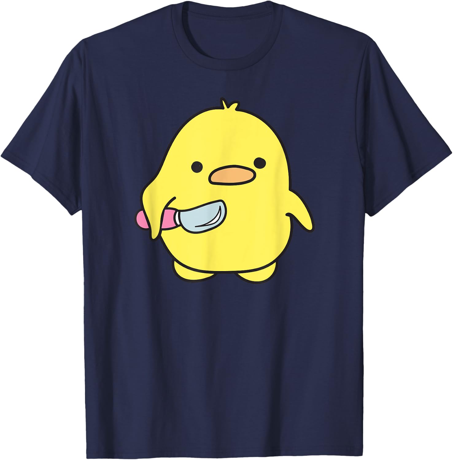 Funny Cute Baby Chicken With Knife Meme T-Shirt - T-Shirt | Navy