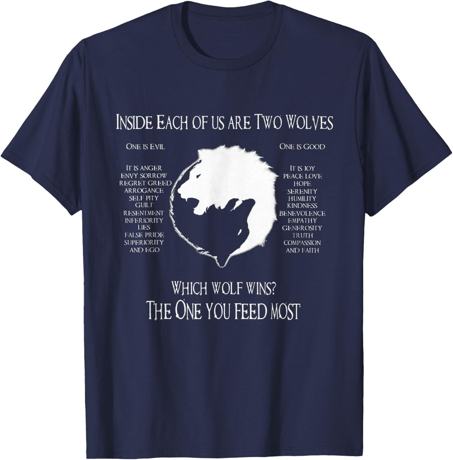 Cherokee Wolf! - Inside Each Of Us Are Two Wolves One T-Shirt - T-Shirt | Navy