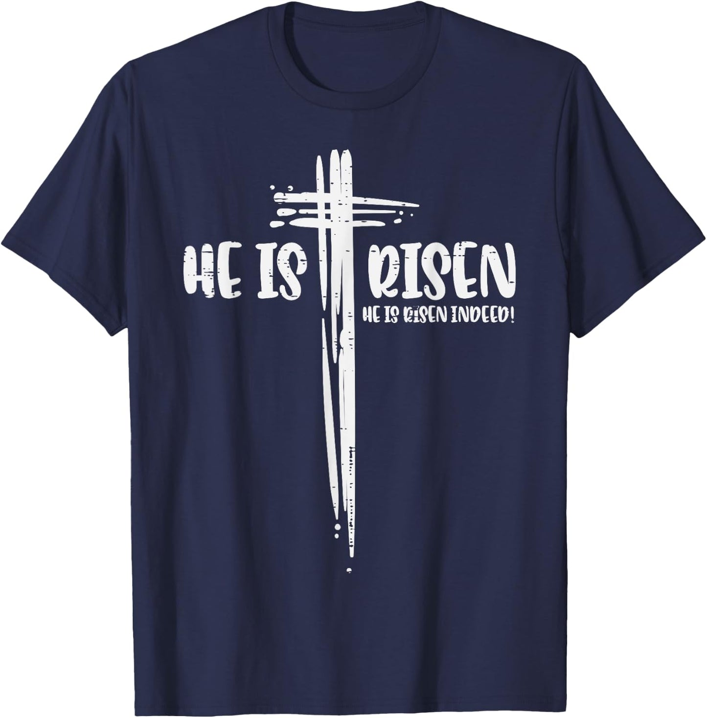 Easter Jesus He Is Risen Indeed Religious Christian Women T-Shirt - T-Shirt | Navy