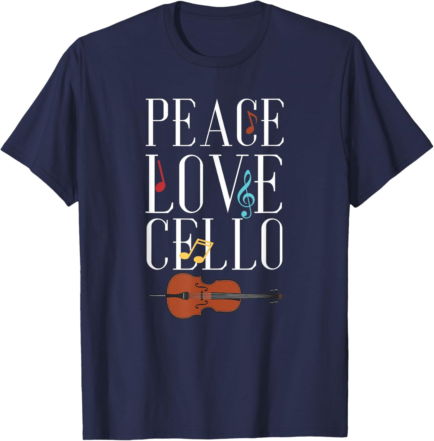 Peace Love Cello | Classical Music | Musician Cellist T-Shirt - T-Shirt | Navy