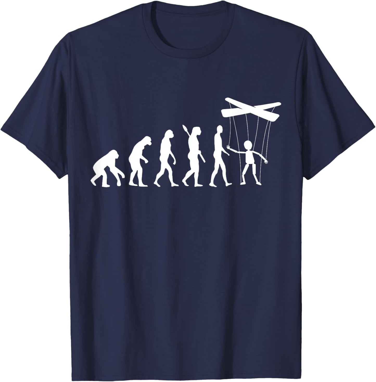 Puppeteer Evolution Puppet Ventriloquist Ventriloquism T-Shirt - T-Shirt | Navy