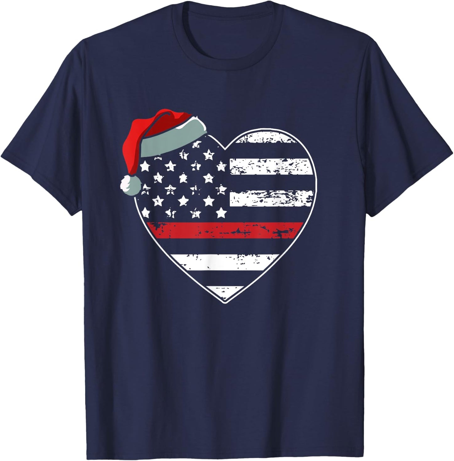 American Flag Firefighter Christmas Pajama X-mas Fireman T-Shirt - T-Shirt | Navy
