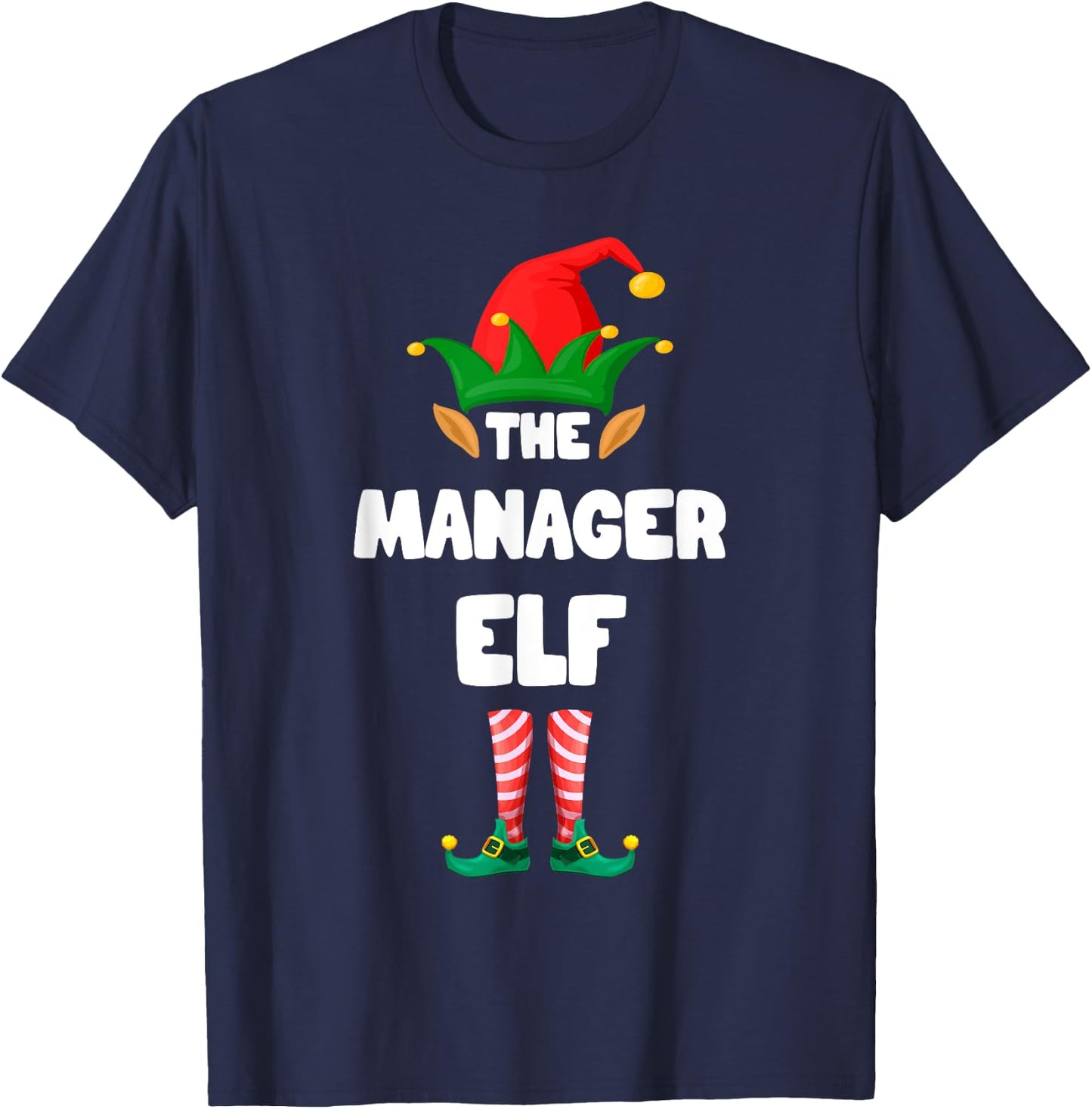 The Manager Elf Squad Family Matching Christmas Xmas T-Shirt - T-Shirt | Navy