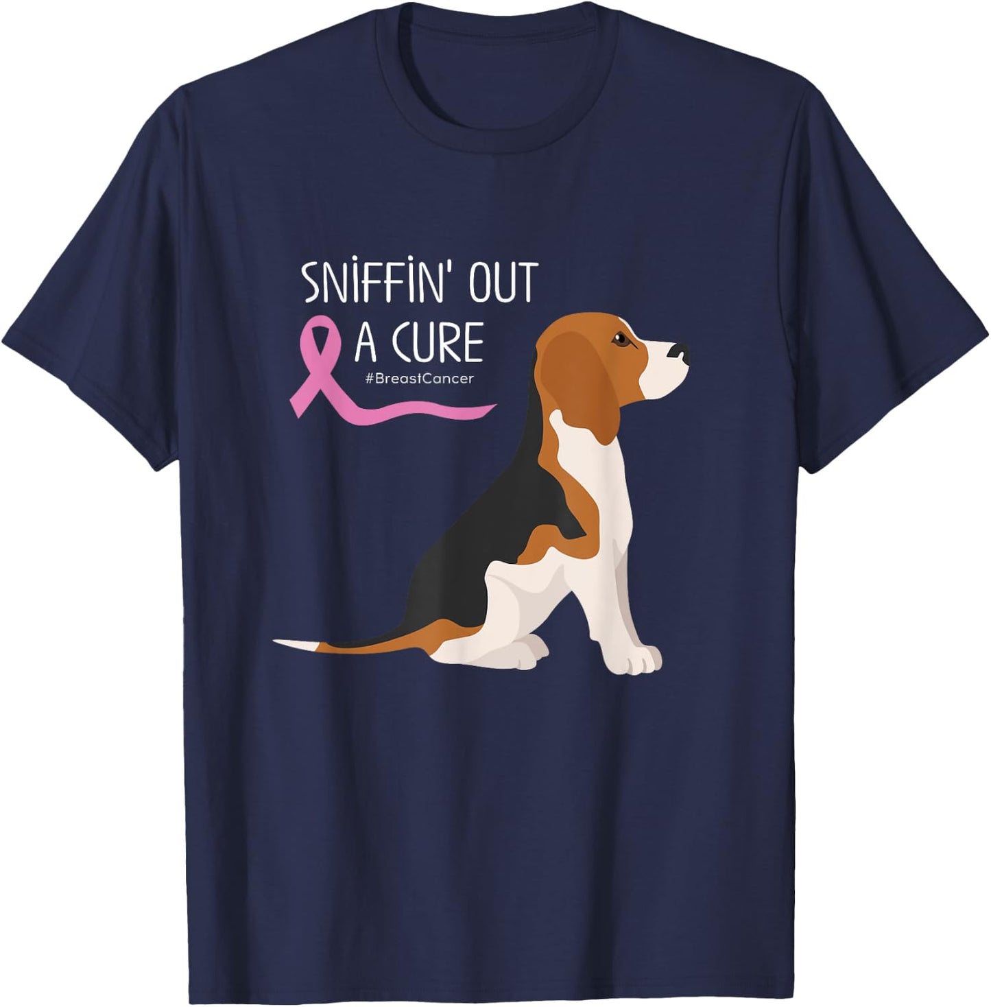 Beagle Dog Lover Breast Cancer Awareness Men Women T-Shirt - T-Shirt | Navy
