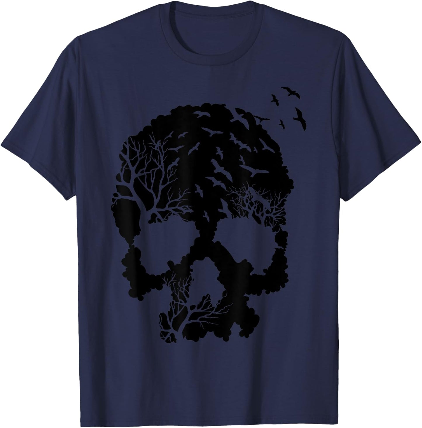 Skeleton with Trees and Birds T-Shirt - T-Shirt | Navy