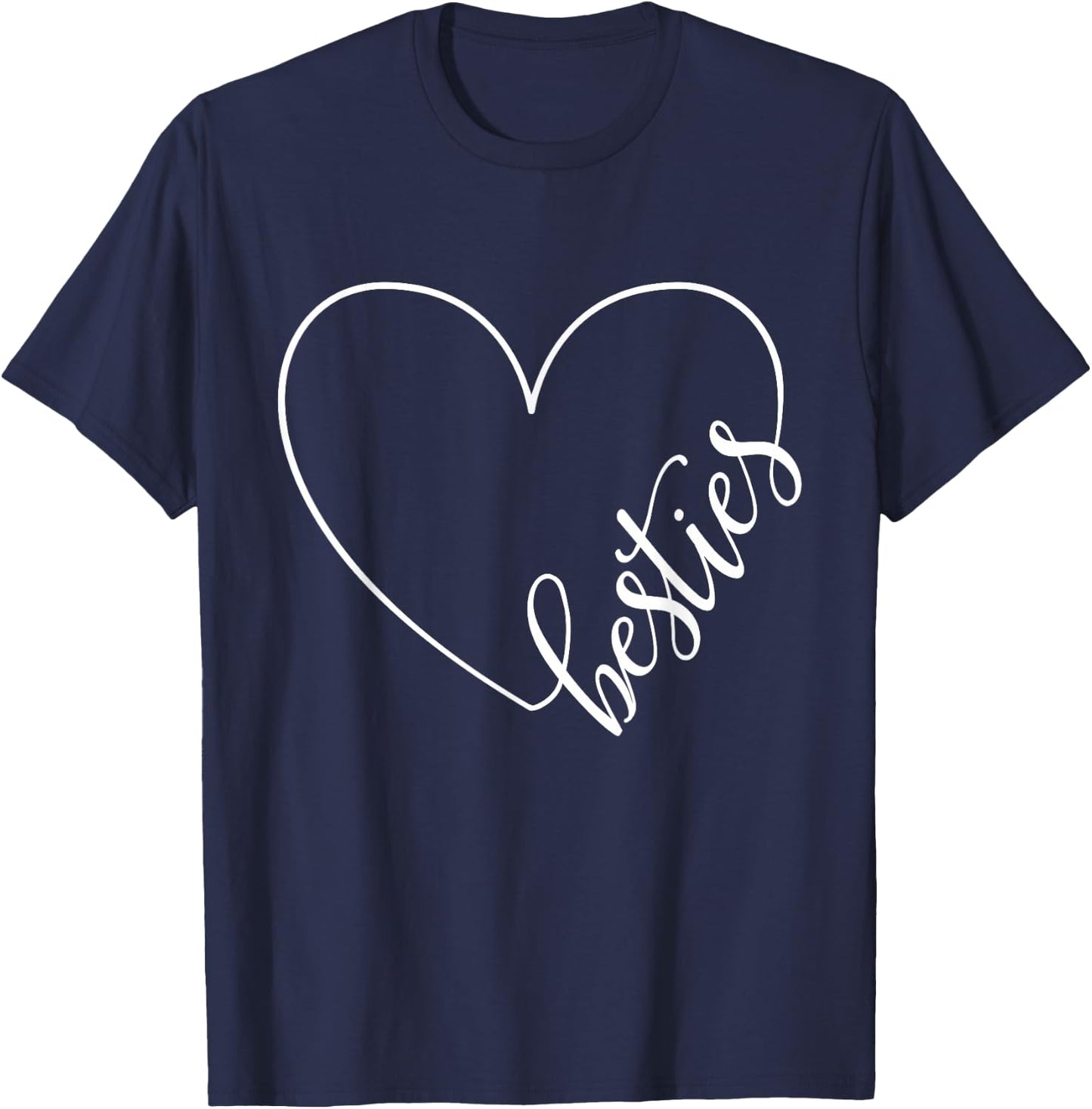 Besties BFF Best Friends Heart Friendship Cute Matching T-Shirt - T-Shirt | Navy